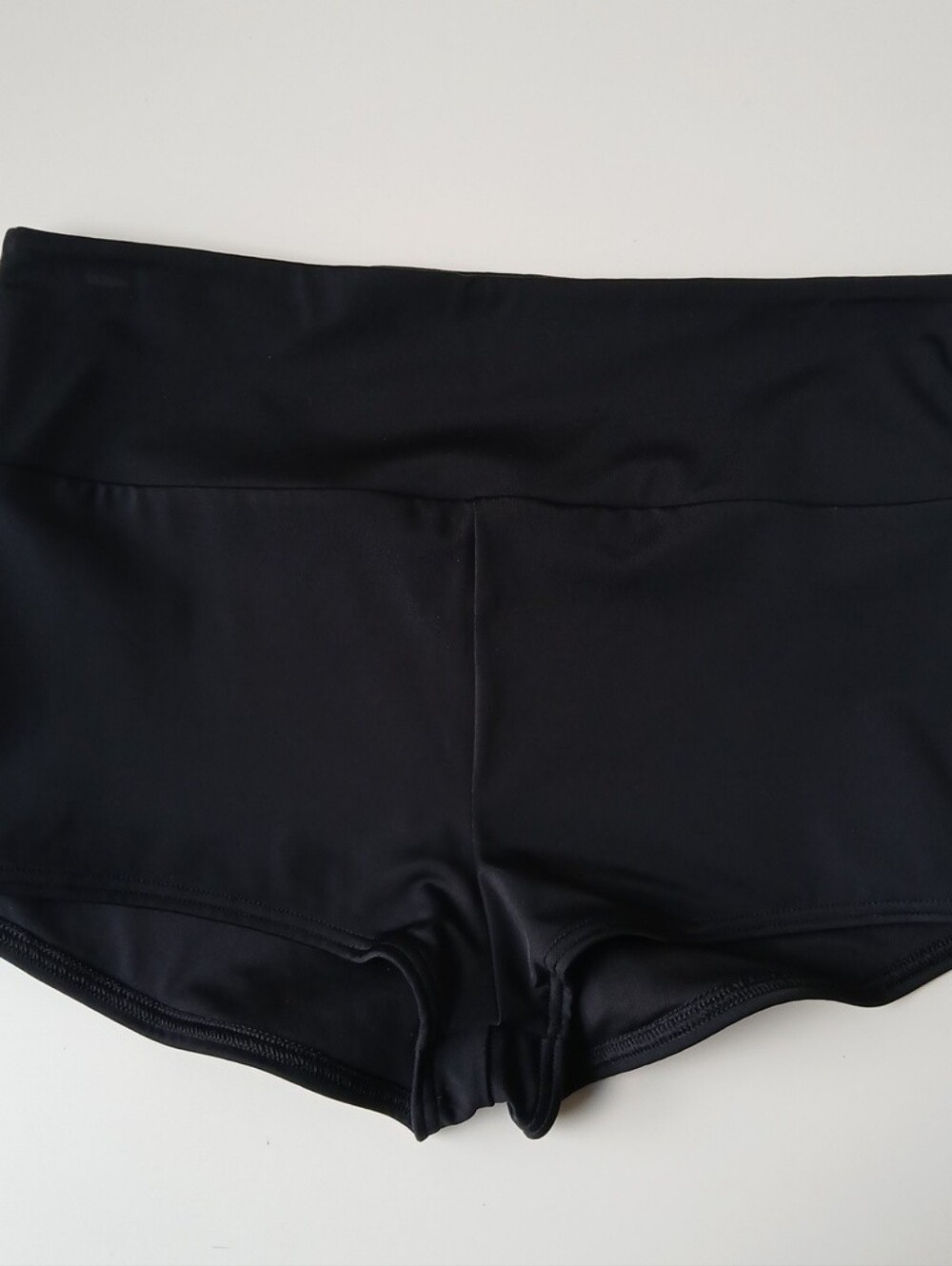 Lands' End Tugless High Waisted Swim Boy Shorts Black 10